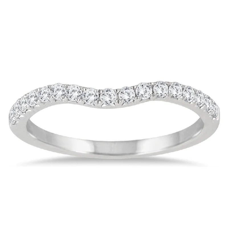 Marquise - Cut Women's Diamond Rings in Palladium for a Unique and Elongated Shape1/4 Carat TW Curved Diamond Wedding Band in 14K White Gold