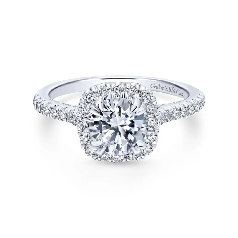 Asscher - cut diamond engagement ring with a pavé - set eternity band in platinumBalsam Engagement Ring Setting