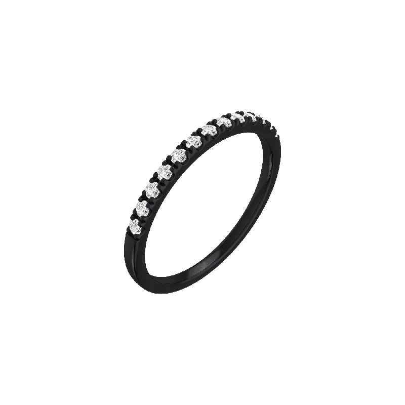 Statement - Making Fashion Rings in Gold - Plated Brass with Oversized Cubic Zirconia StonesBlack essential band half pave ring 2mm