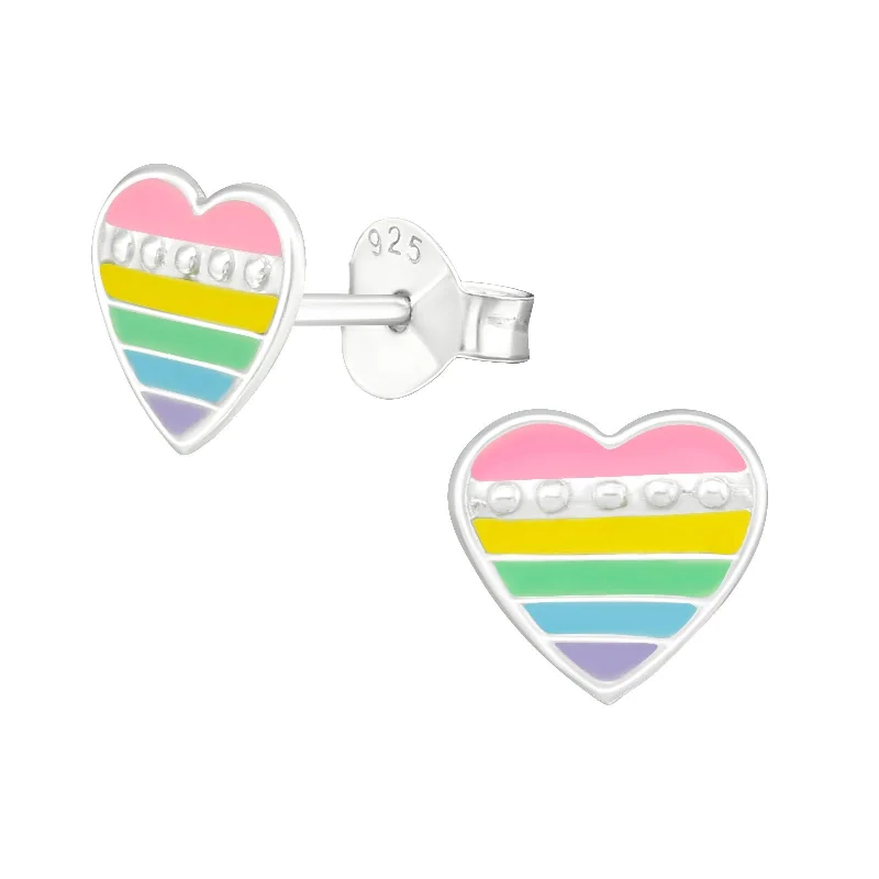 Kids' Plastic Animal - Shaped Stud Earrings in Bright Colors for a Fun and Safe AccessoryRainbow Heart Stud Earrings in Sterling Silver