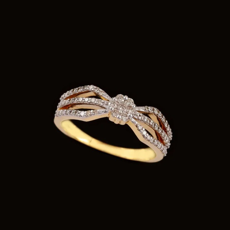 Tennis - Style Women's Diamond Rings with a Continuous Row of Diamonds for a Classic and Versatile Look14K YG Cluster Diamond Ring-1pc