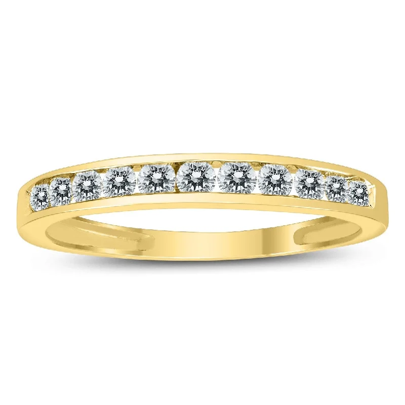 Cluster - Style Women's Diamond Rings with Multiple Small Diamonds Arranged in a Stunning Pattern10k Yellow Gold 1/2ct TDW Channel Set Diamond Band