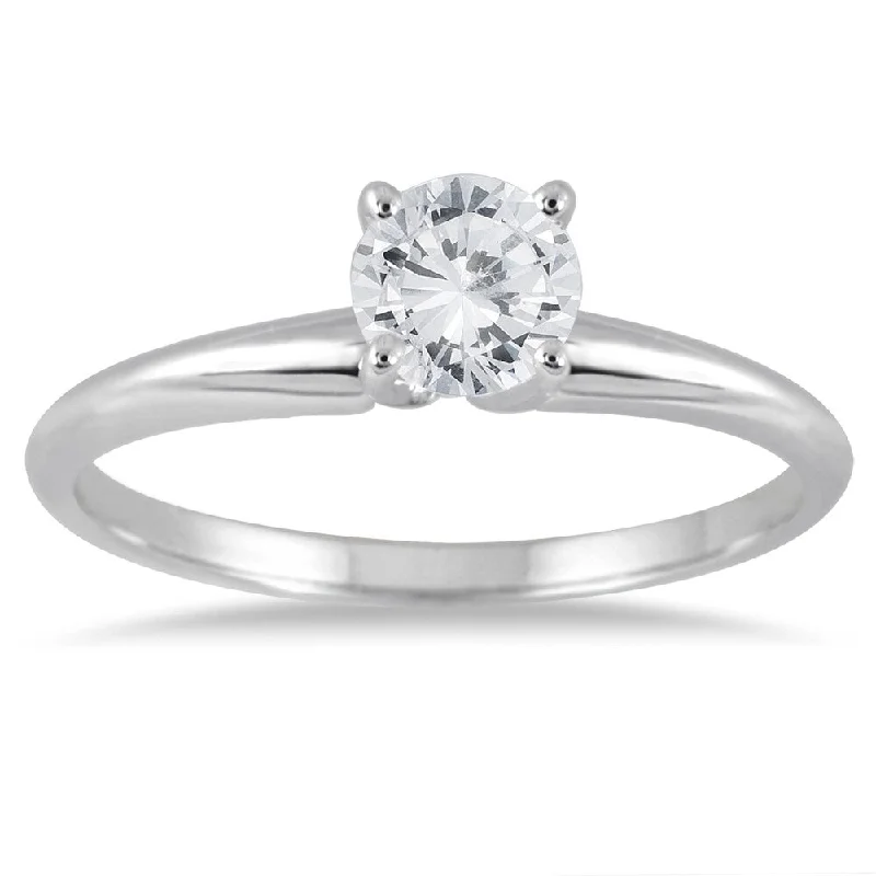 Tennis - Style Women's Diamond Rings with a Continuous Row of Diamonds for a Classic and Versatile Look1/3 Carat Round Diamond Solitaire Ring in 14K White Gold