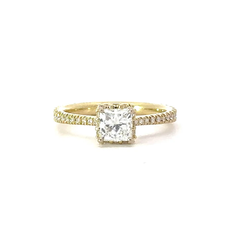 Three - Stone Women's Diamond Rings Symbolizing Past, Present, and Future with Emerald - Cut DiamondsCanadian Princess Cut Diamond Engagement Ring