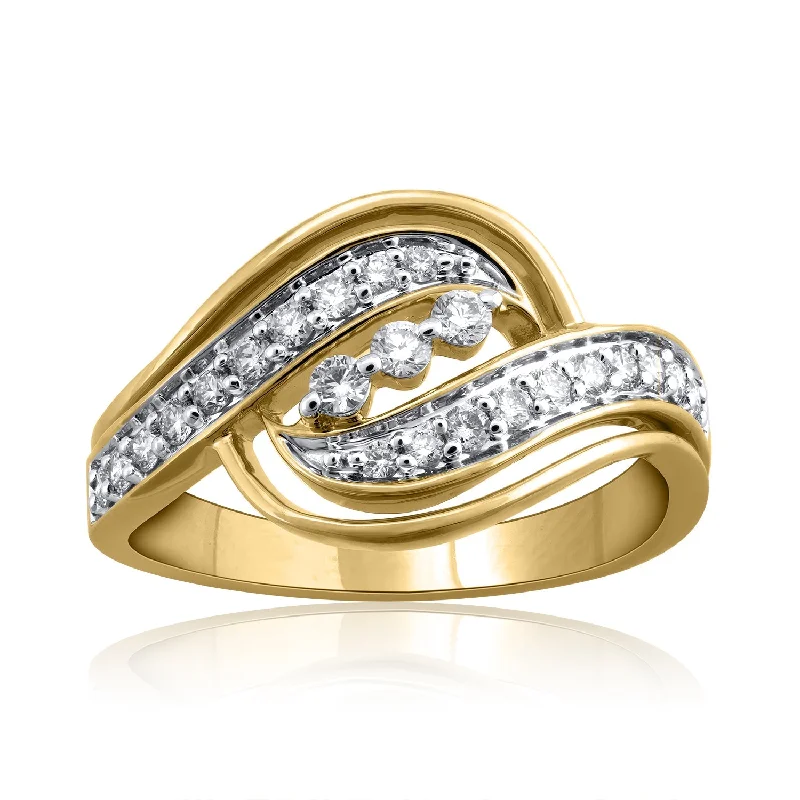 Tennis - Style Women's Diamond Rings with a Continuous Row of Diamonds for a Classic and Versatile Look14K YG Cluster Diamond Ring-1pc