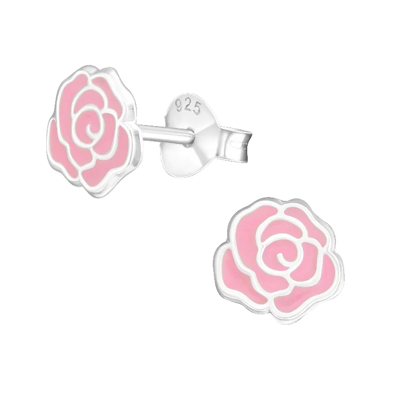 Vintage - Inspired Filigree - Worked Stud Earrings in Gold - Tone for an Antique AestheticPink Rose Stud Earrings in Sterling Silver