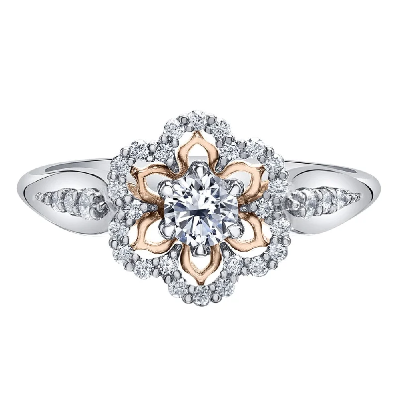 Princess - Cut Women's Diamond Rings in White Gold with a High - Clarity Diamond for a Modern LookFloral-Inspired Canadian Diamond Two-Tone Ring