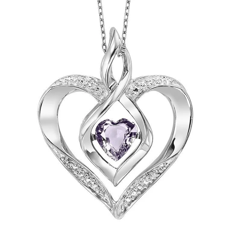 Round - cut diamond engagement ring with a twisted band design in 14K white goldRhythm of Love Lab-Created Alexandrite Heart Pendant