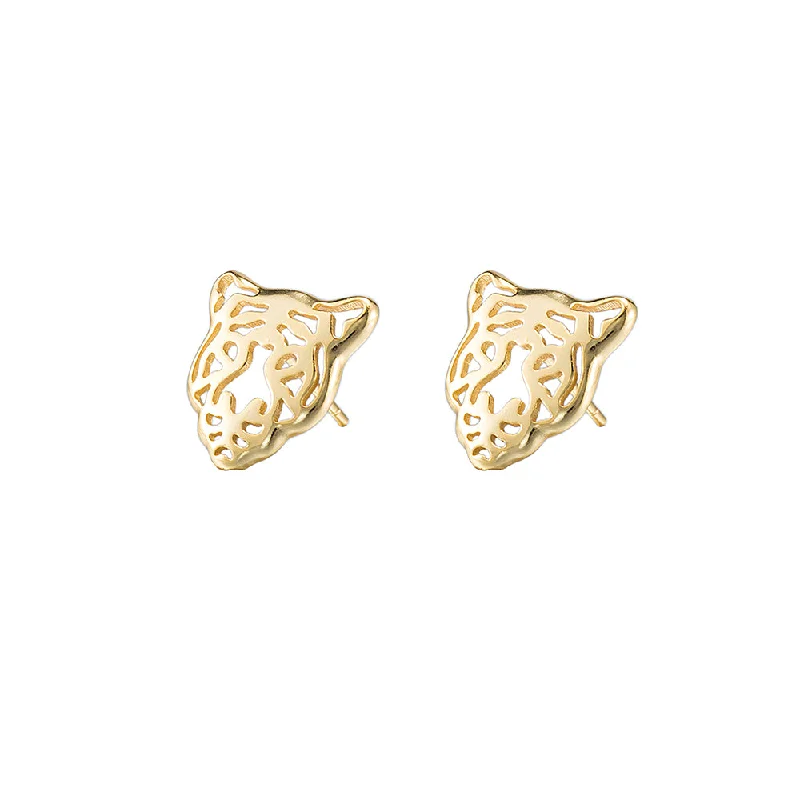 Adjustable - Back Crystal Stud Earrings in Clear for a Sparkling and Versatile PieceSterling Silver Tiger Stud Earrings