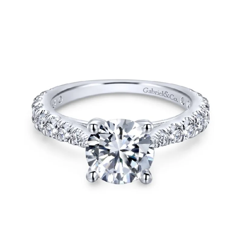 Halo diamond engagement ring in 18K white gold with a center oval - cut stoneAvery Engagement Ring Setting in White Gold