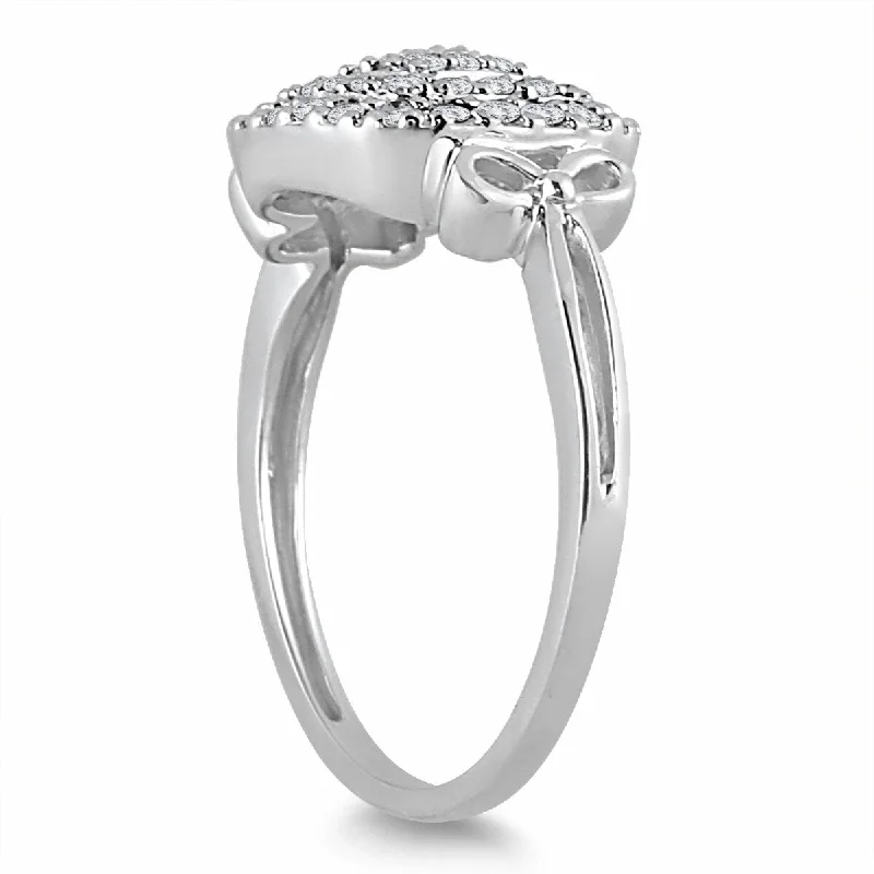 Women's Diamond Rings with Side - Stone Pave Setting for a Sparkling and Continuous ShineMarquee 1/3 Carat TW Diamond Antique Cluster Ring in 10K White Gold