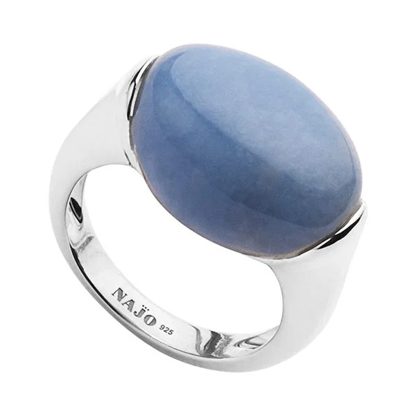 Fashion Rings with Zodiac Symbols in Gold - Filled Metal for a Personalized TouchSterling Silver And Blue Angelite Pebble Ring - Size Medium