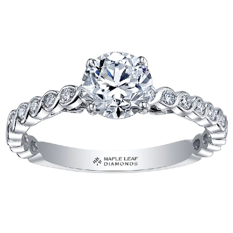 Cathedral - Style Women's Diamond Rings with a Raised Center Setting and Elaborate MetalworkTides of Love Canadian Diamond Engagement Ring