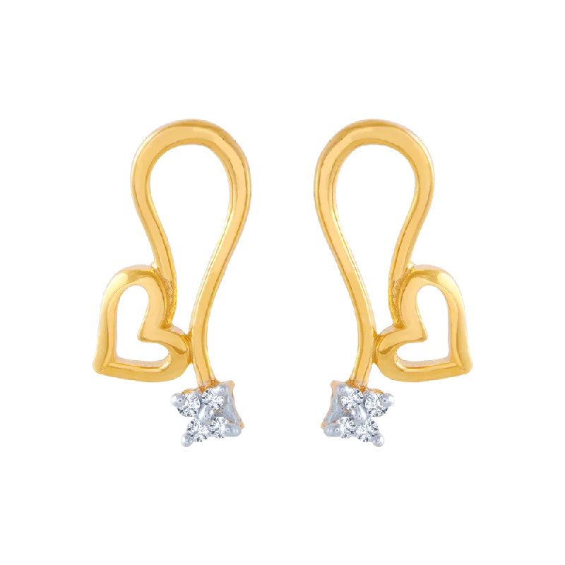 Pear - Shaped Women's Diamond Rings in Yellow Gold with a Single - Diamond Pendant Look14KT (585) Yellow Gold And American Diamond Stud Earrings For Women