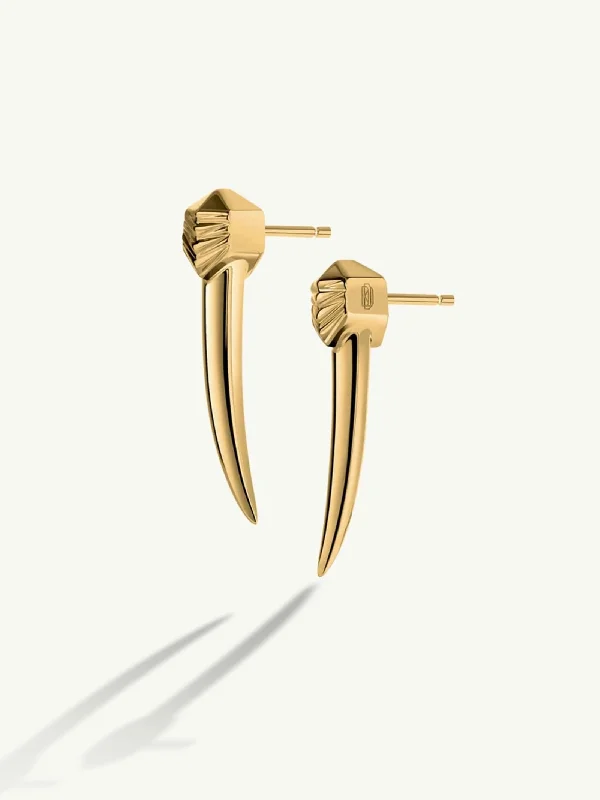 Marquise - cut diamond engagement ring with a split - shank band in platinumDamian Horn Talisman Dagger Earrings In 18K Yellow Gold