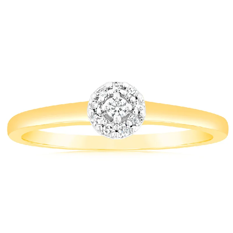 Signature - Design Women's Diamond Rings with a Brand - Specific Pattern and High - Quality DiamondsLuminesce Lab Grown 9ct Yellow Gold 10 Brilliant Cut Diamonds Engagement Ring