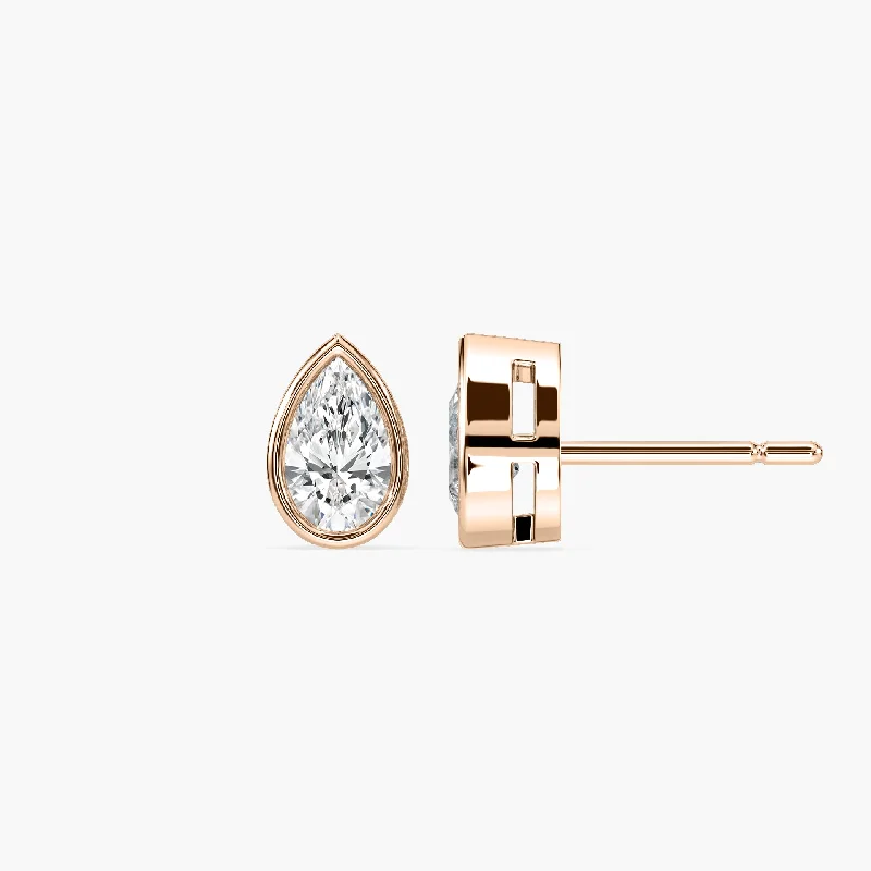 14K Gold Plated Heart - Shaped Stud Earrings for a Romantic and Feminine LookPear Fancy Shape Bezel Stud Earring