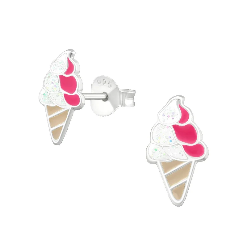 Glow - in - the - Dark Star Stud Earrings for a Mysterious and Night - Time - Friendly AccessoryIce Cream Cone Stud Earrings in Sterling Silver