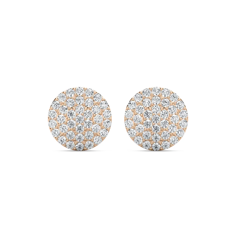 14K Gold Plated Heart - Shaped Stud Earrings for a Romantic and Feminine LookRound Pave Stud Earrings