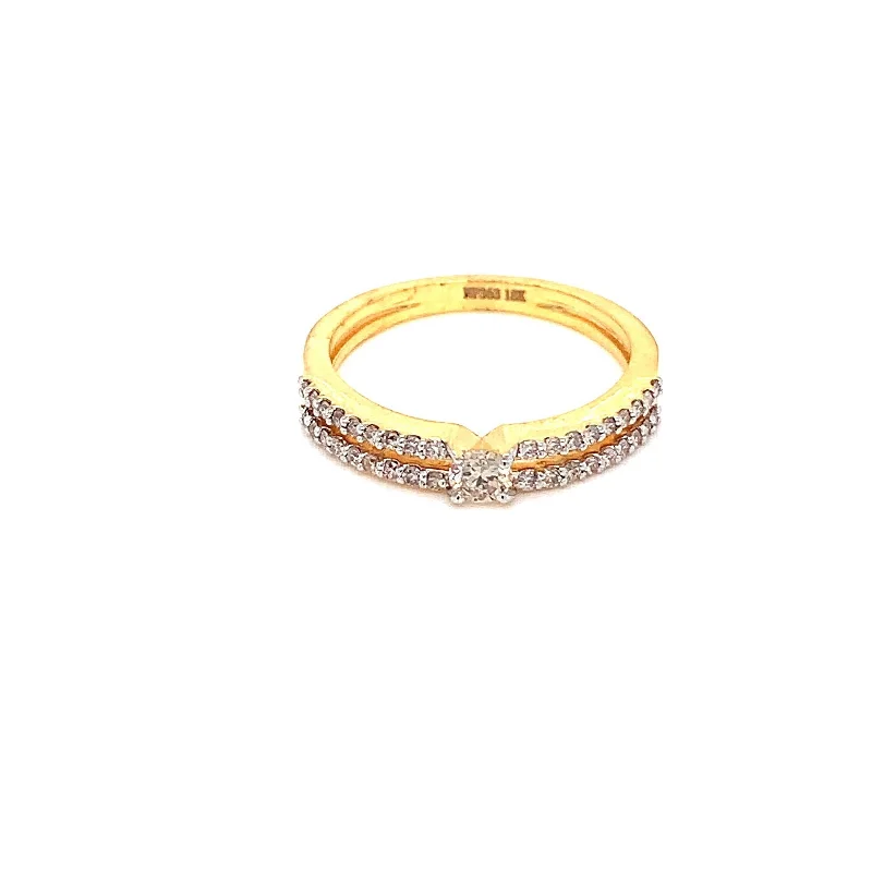 Signature - Design Women's Diamond Rings with a Brand - Specific Pattern and High - Quality Diamonds18K YG Engagement Diamond Ring-1pc