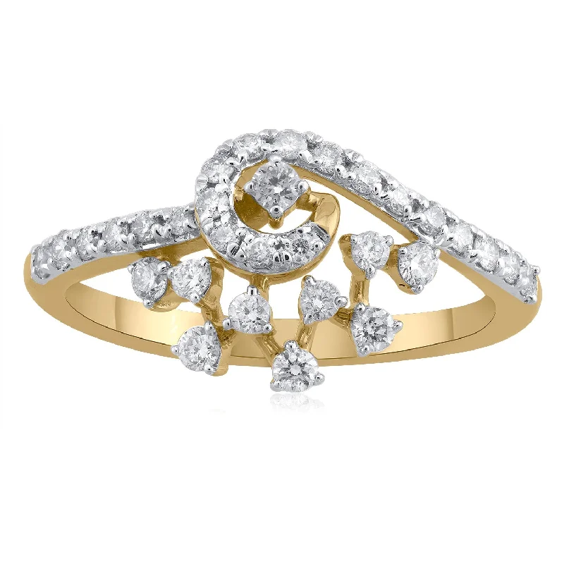 Marquise - Cut Women's Diamond Rings in Palladium for a Unique and Elongated Shape14K YG Cluster Diamond Ring-1pc