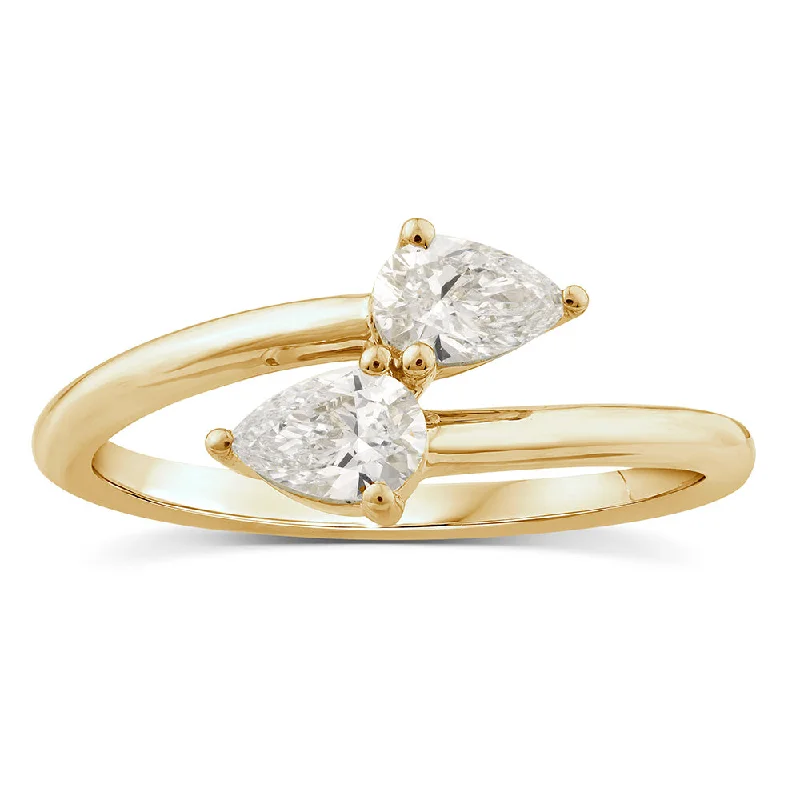 Art Deco - Inspired Women's Diamond Rings with Geometric Designs and Baguette - Cut DiamondsLuminesce Lab Grown 10ct Yellow Gold Pear Cut 1/2 Carat Diamond Ring