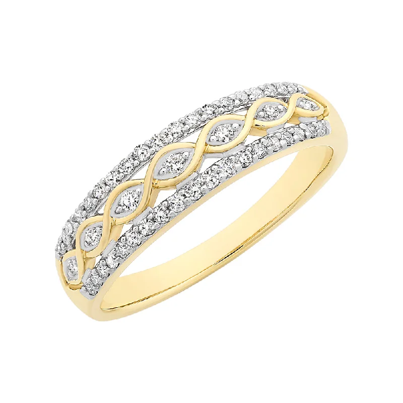 Signature - Design Women's Diamond Rings with a Brand - Specific Pattern and High - Quality Diamonds9ct Yellow Gold Diamond Ring