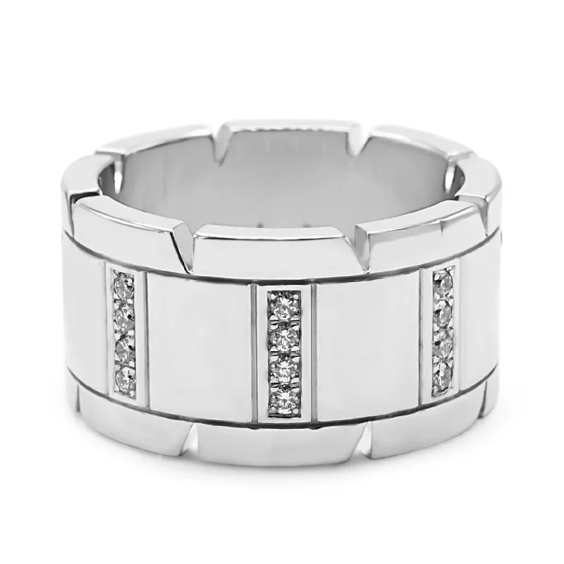 Signature - Design Women's Diamond Rings with a Brand - Specific Pattern and High - Quality Diamonds11mm Cartier Tank Francaise Diamond Ring Size 53 - 18ct White Gold