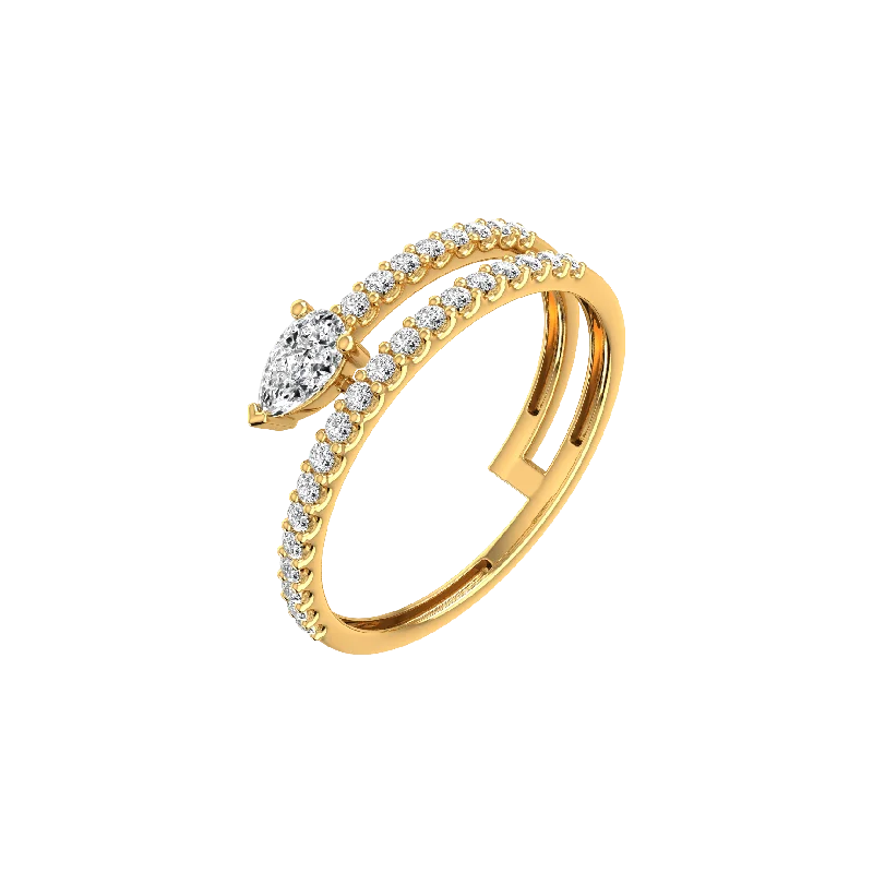 Statement - Making Fashion Rings in Gold - Plated Brass with Oversized Cubic Zirconia StonesDouble pear pave ring