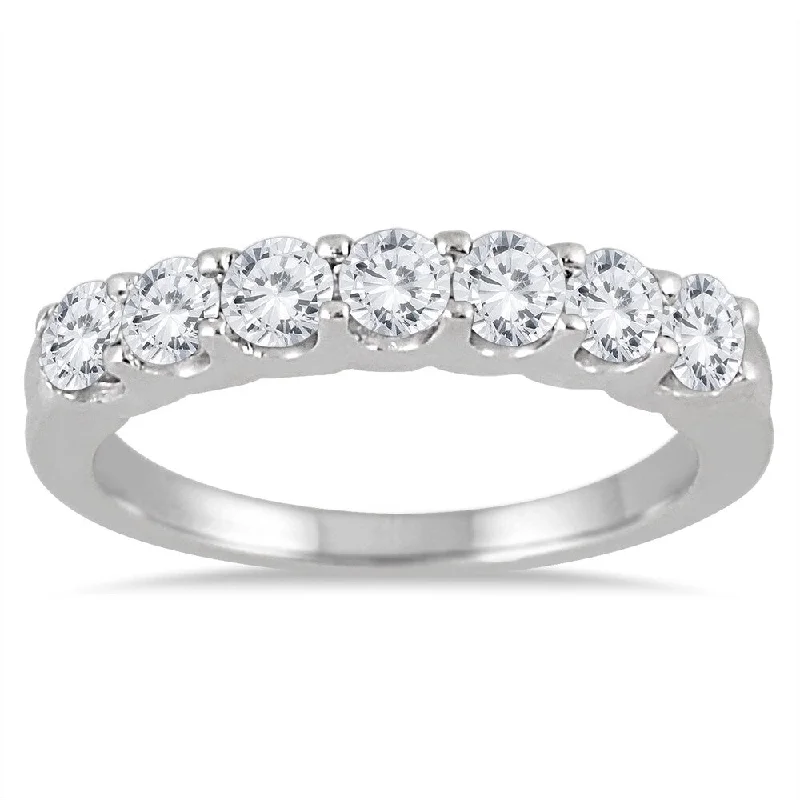 Cluster - Style Women's Diamond Rings with Multiple Small Diamonds Arranged in a Stunning PatternMarquee Jewels 14k White Gold 1ct TDW Prong-set 7-stone Diamond Band