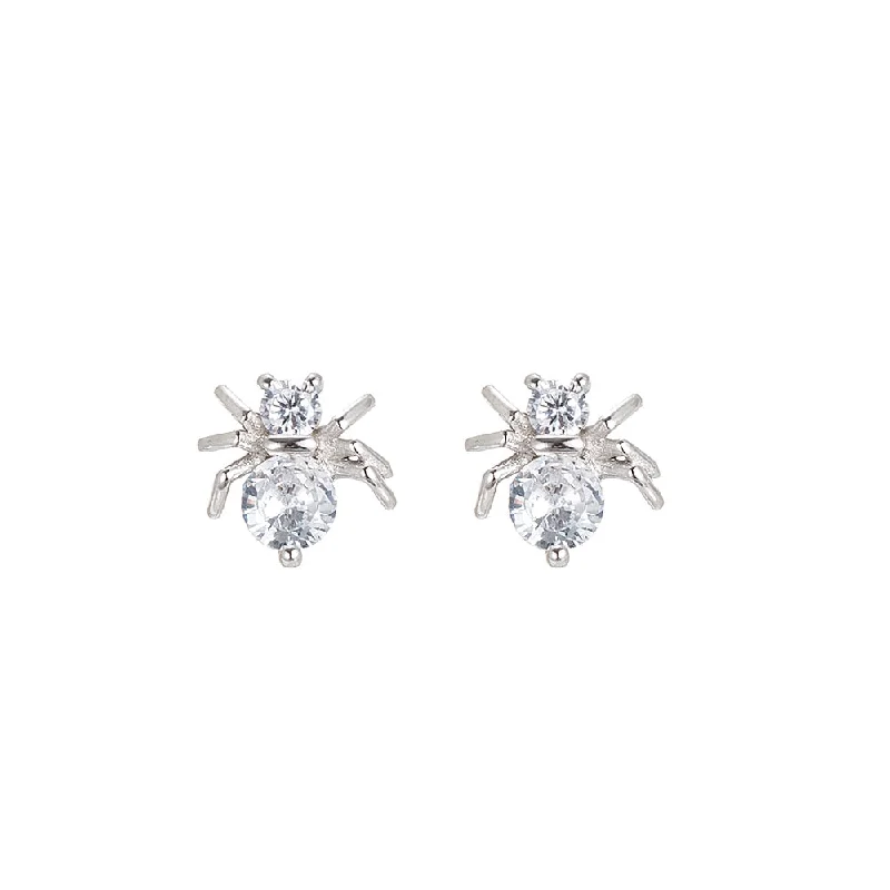 Laser - Engraved Initial Stud Earrings in Silver for a Personalized and Customized AccessorySterling Silver Spider Stud Earrings