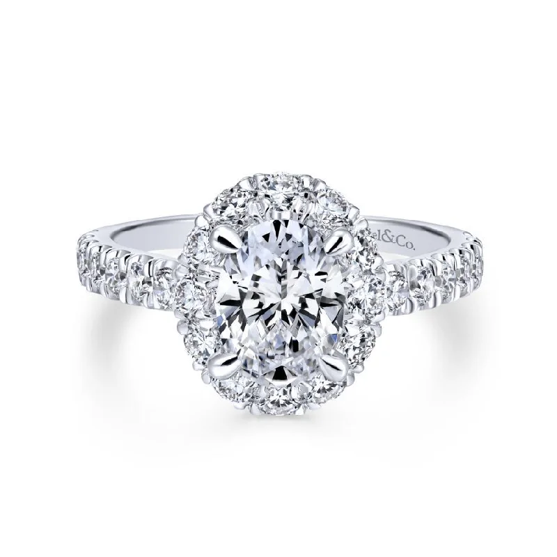 Solitaire diamond engagement ring with a platinum setting for a classic and elegant lookSutton Oval Engagement Ring Setting