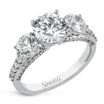 Three - Stone Women's Diamond Rings Symbolizing Past, Present, and Future with Emerald - Cut DiamondsEngagement Ring in 18k Gold with Diamonds