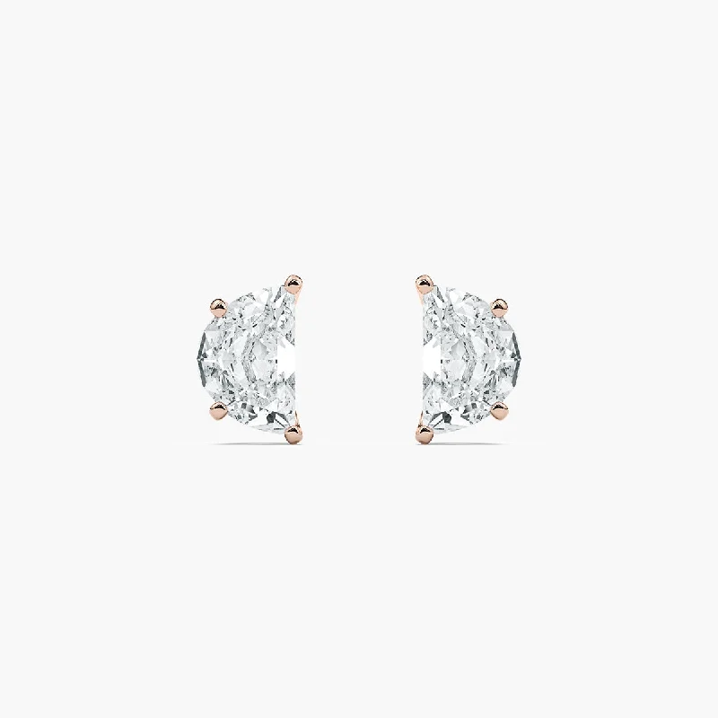 Matte - Finish Titanium Hexagon Stud Earrings for a Sleek and Contemporary StyleHalf Moon Lab Grown Diamond Stud Earrings