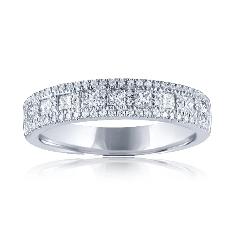 Art Deco - Inspired Women's Diamond Rings with Geometric Designs and Baguette - Cut Diamonds14KWG BR 0.20CTW&PR 0.33CTW DIA FASHION BAND.