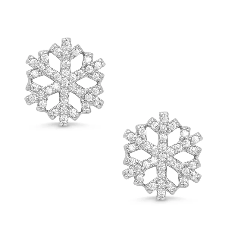 Rose Gold - Tone Geometric - Patterned Stud Earrings for a Modern and Trendy LookCZ Snowflake Earrings in Sterling Silver