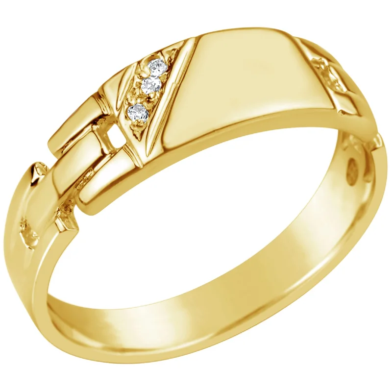 Cluster - Style Women's Diamond Rings with Multiple Small Diamonds Arranged in a Stunning Pattern9ct Yellow Gold Gents Diamond Set Signet Ring