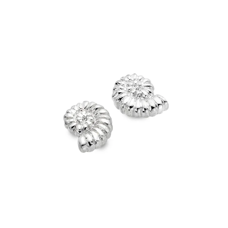 Pearl - Set Minimalist Stud Earrings in White for a Classic and Elegant AppearanceSea Gems Ammonite Shell Stud Earrings