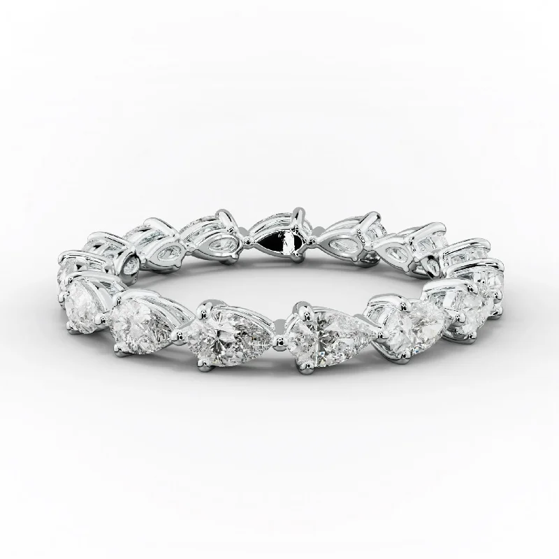 Women's Diamond Rings with Side - Stone Pave Setting for a Sparkling and Continuous Shine1.0 Carat East West Pear Shape Diamond Eternity Band