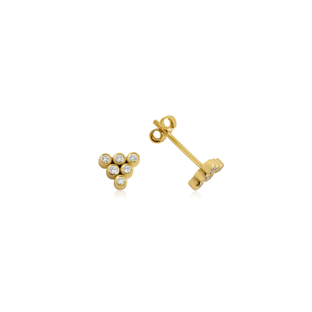 Two - Tone Gold and Silver Plated Clover Stud Earrings for a Lucky and Stylish SymbolGFG 18k Yellow Gold Mara Diamond Stud Earrings