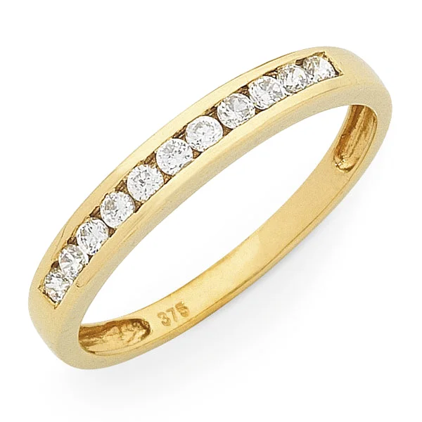 Channel - Set Women's Diamond Rings with Diamonds Securely Held in a Metal Groove for Durability9ct Yellow Gold Channel Set Diamond Ring