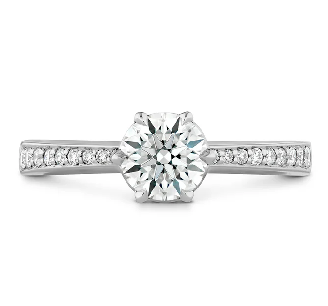 Women's Diamond Rings with Side - Stone Pave Setting for a Sparkling and Continuous ShineHearts On Fire Signature 6 Prong Solitaire