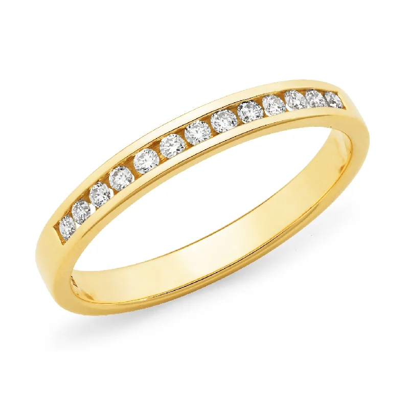 Art Deco - Inspired Women's Diamond Rings with Geometric Designs and Baguette - Cut Diamonds9ct Yellow Gold Channel-set Diamond Band