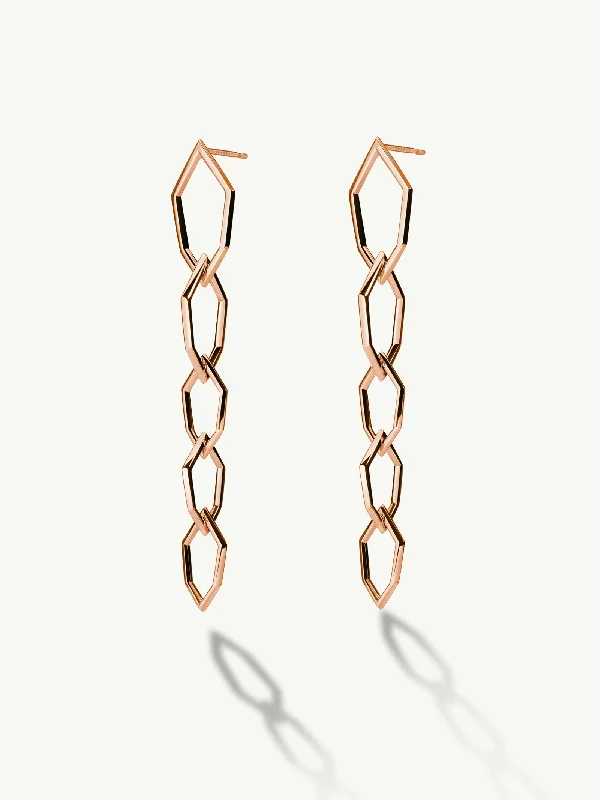 Pink diamond engagement ring in a rose - gold band with white - gold accentsAmanti Chain Link Earrings in 18K Rose Gold