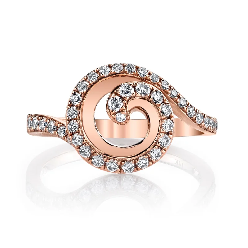 Bangle - Style Fashion Rings in Rose - Gold - Plated Aluminum with Etched Patterns14K Rose Gold 0.52ct. Swirling Diamond Fashion Ring