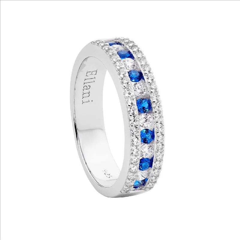 Pearl - Adorned Fashion Rings in Gold - Tone Alloy for a Sophisticated LookSterling Silver Blue & Cz Ring