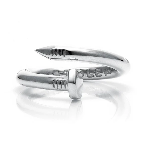 Minimalist Fashion Rings in Stainless Steel with a Single Solitaire CrystalTwisted Bolt Ring Sterling Silver Size Q