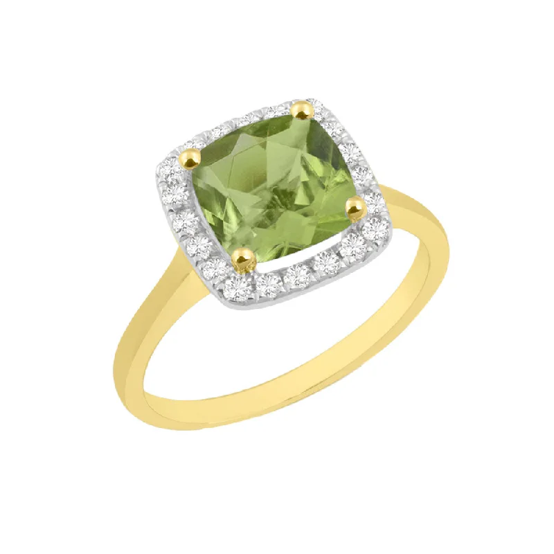 Men's Turquoise Engagement Rings in 925 Silver with a Southwestern - Inspired Band18ct Yellow Gold Cushion Peridot and Diamond Engagement Ring