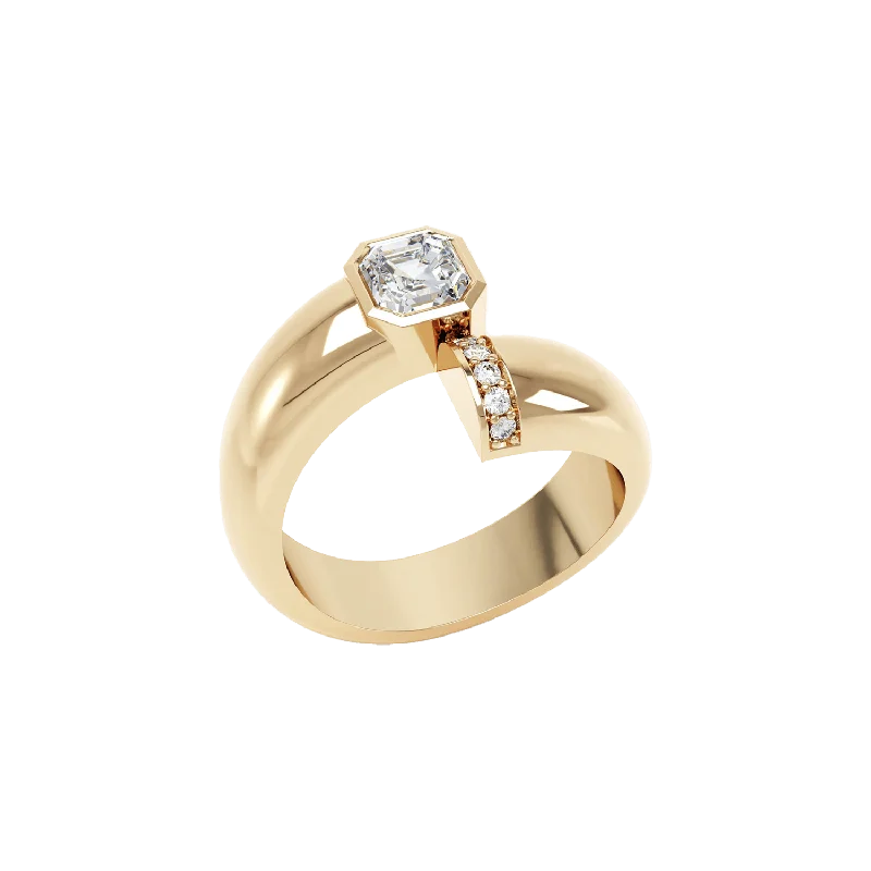 Stackable Fashion Rings in Rose - Gold Tone with Delicate Floral EngravingsToi et moi polished asscher ring