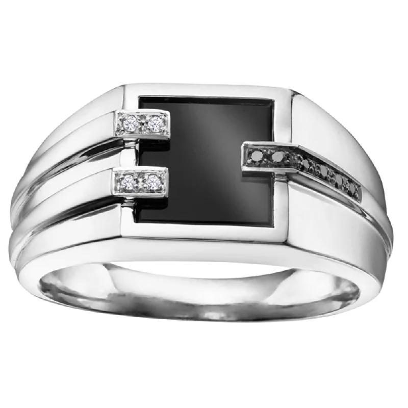 Marquise - Cut Women's Diamond Rings in Palladium for a Unique and Elongated ShapeBlack Onyx and Diamond Ring